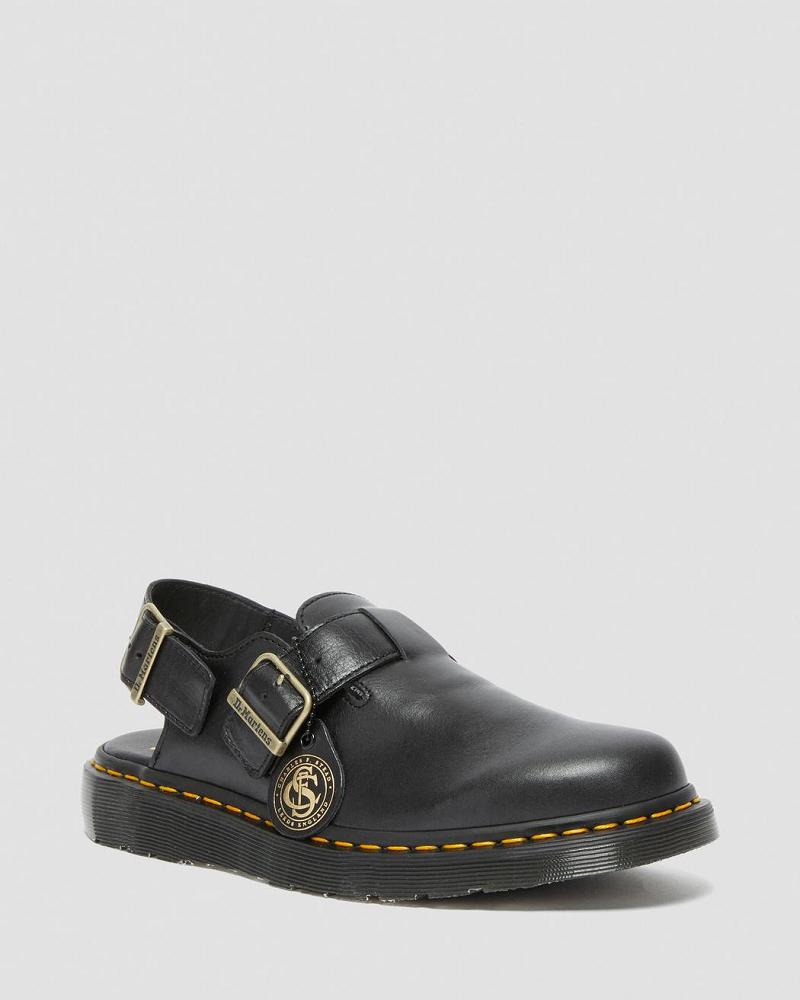 Dr Martens Jorge Made in England Læder Slingbacks Slidesandaler Dame Sort | DK 319YXF